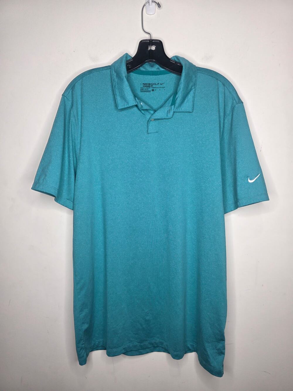 Nike Golf DriFit teal blue green short sleeve polo shirt - medium